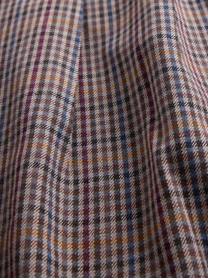365 High Rise Pleated Trousers - Tonal brown plaid