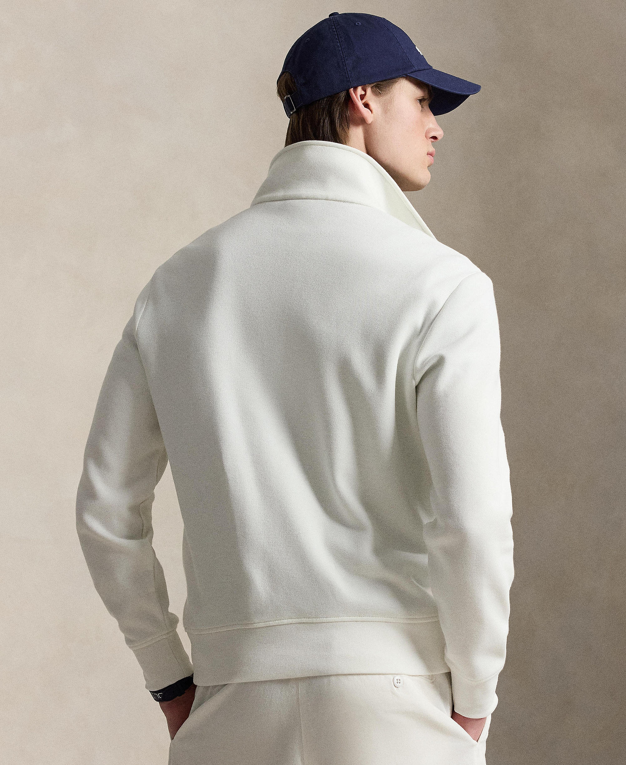 Polo Ralph Lauren Men's Double-Knit Quarter-Zip Sweatshirt - White