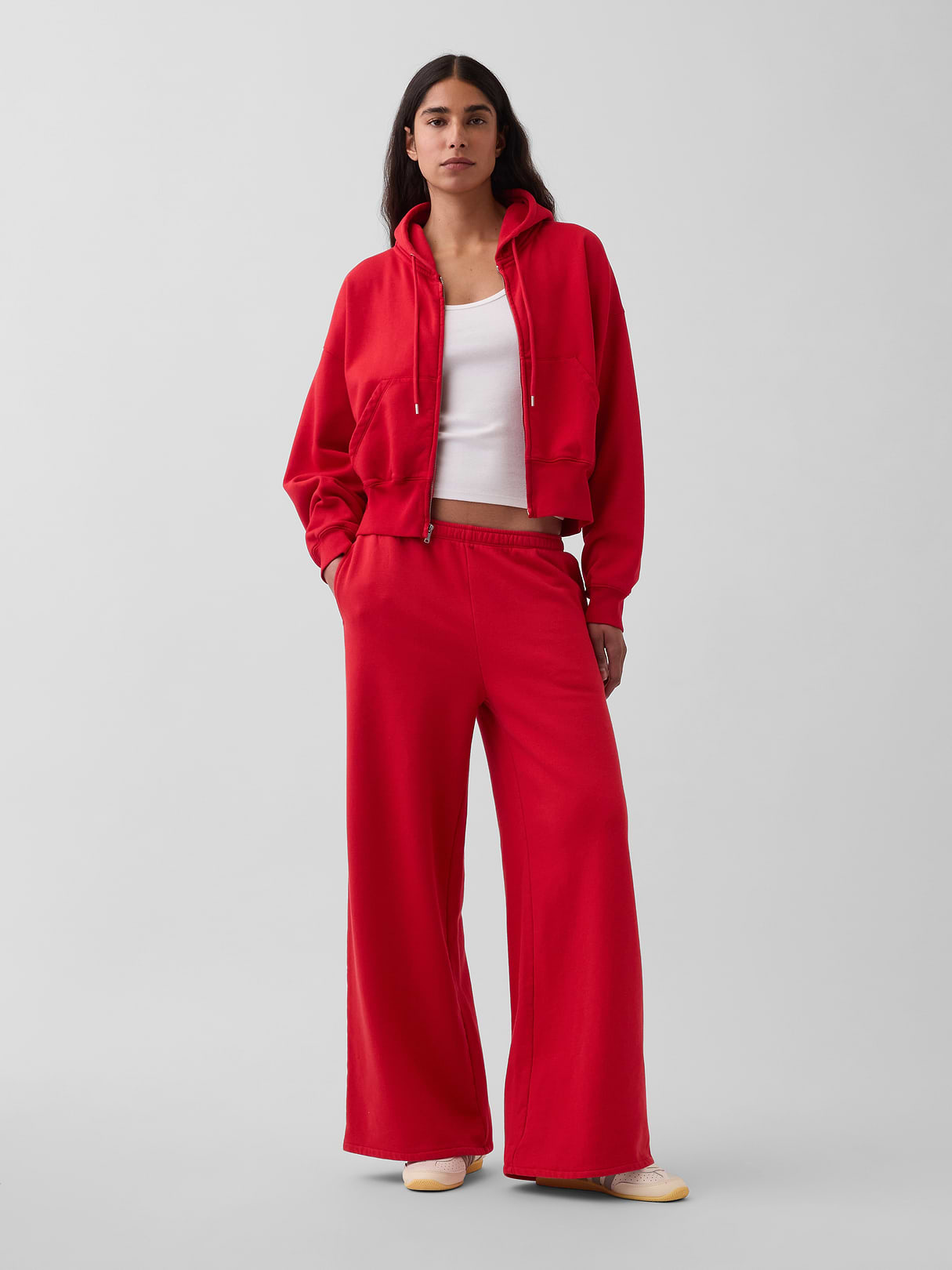 VintageSoft Baggy Sweatpants - Modern red