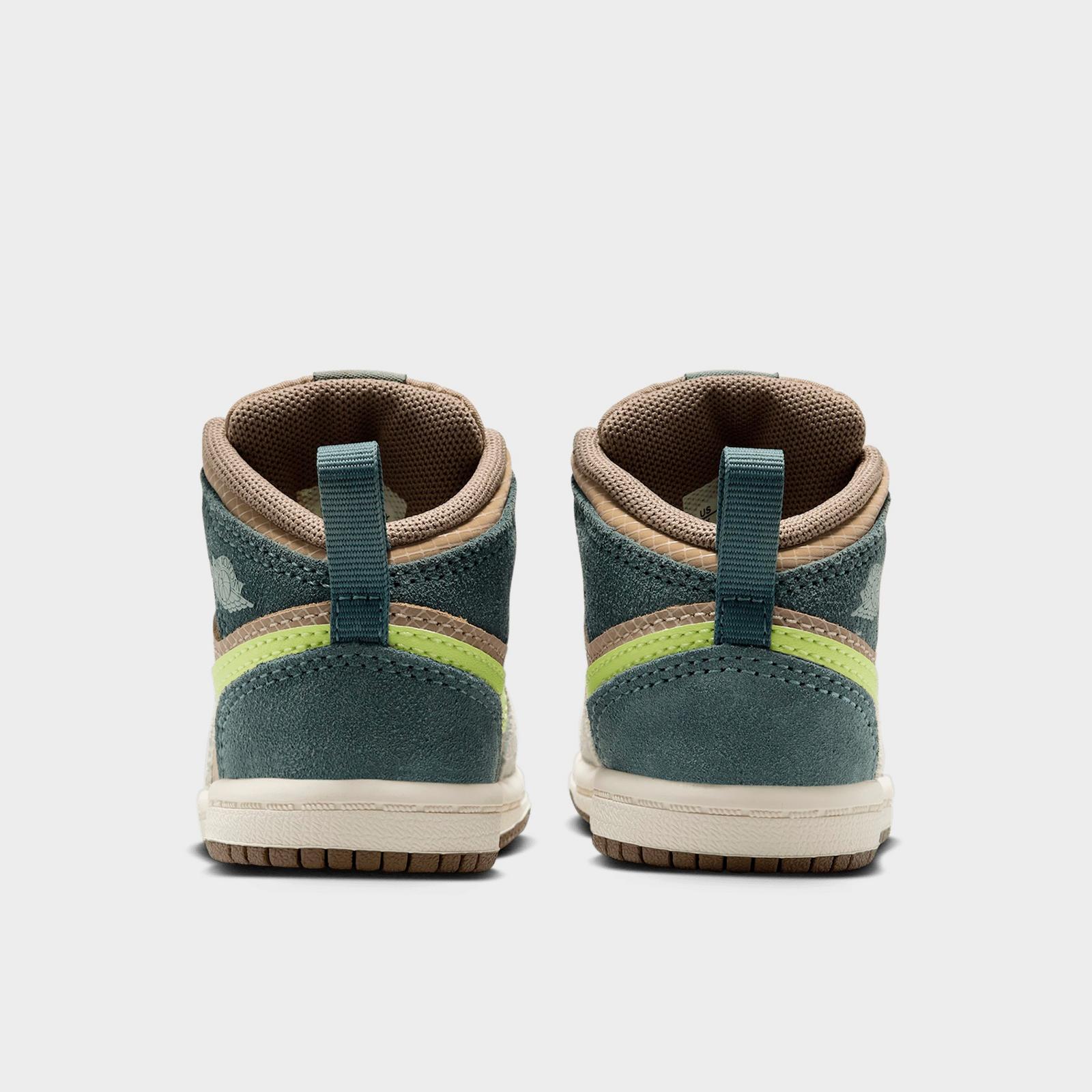 Kids' Toddler Air Jordan Retro 1 Mid SE Casual Shoes - Khaki/Hasta/Olive Grey/Light Lemon Twist - view 4