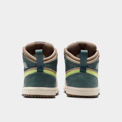 Kids' Toddler Air Jordan Retro 1 Mid SE Casual Shoes - Khaki/Hasta/Olive Grey/Light Lemon Twist - view 4