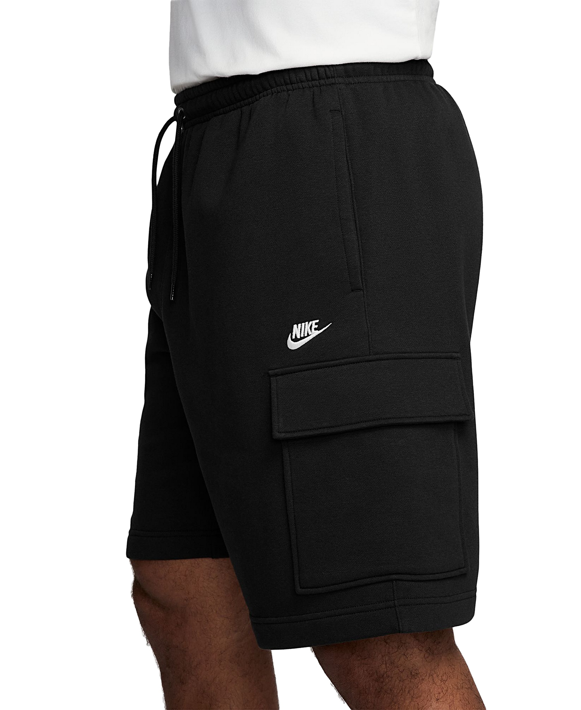 Nike Club Men's Fleece Cargo Shorts - Black/White