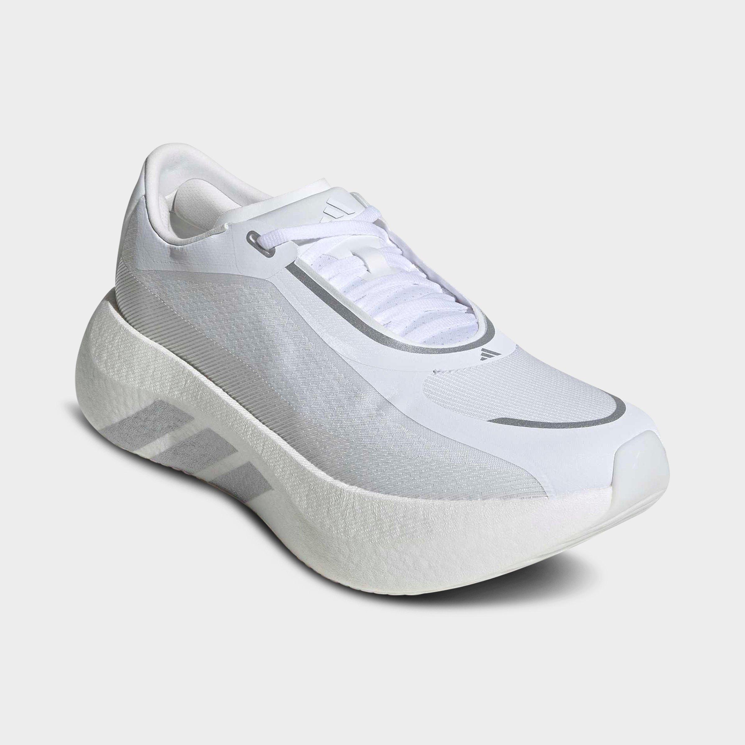 Men's adidas Hyperboost Edge Running Shoes - Part 1 - Cloud White/Silver Metallic/Zero Metallic - Both shoes facing left