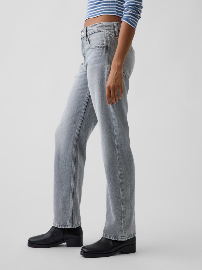 Mid Rise Straight Taper Jeans - Grey wash