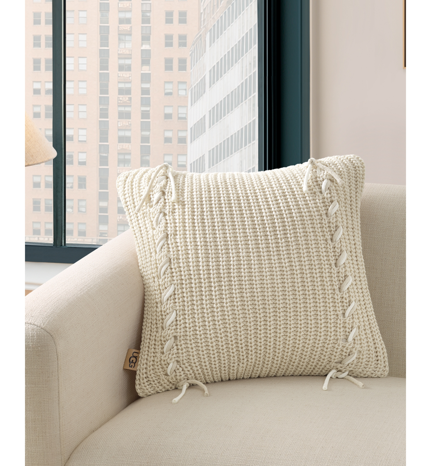 UGG® Merino Knit Decorative Pillow, 20" x 20" - Cream