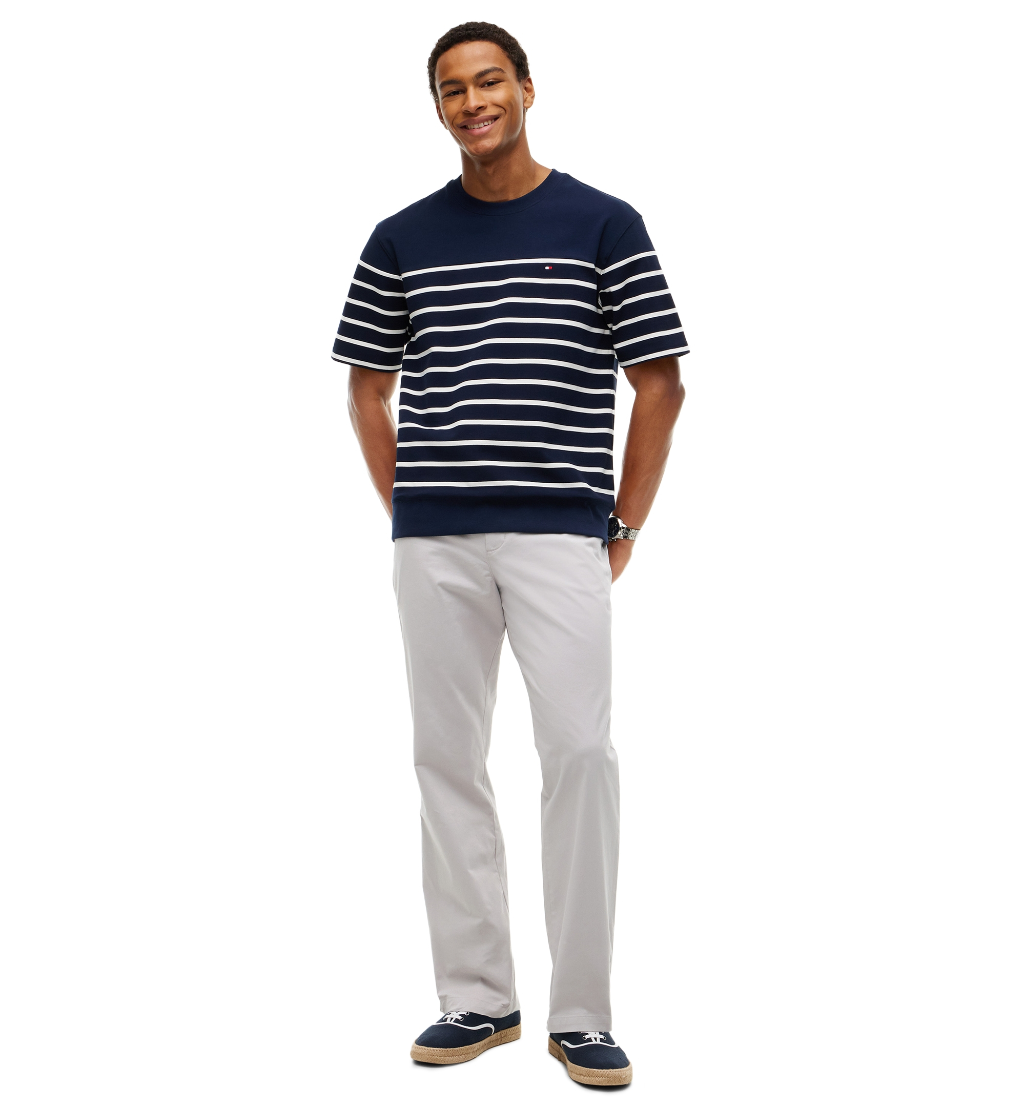 Tommy Hilfiger Men's Regular-Straight Fit Stretch Chino Pants - October Gray