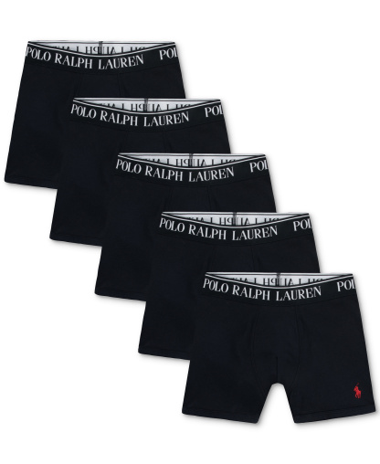 Polo Ralph Lauren Boys' 8-20 Stretch Boxer Briefs, 5-Pack - Polo Black