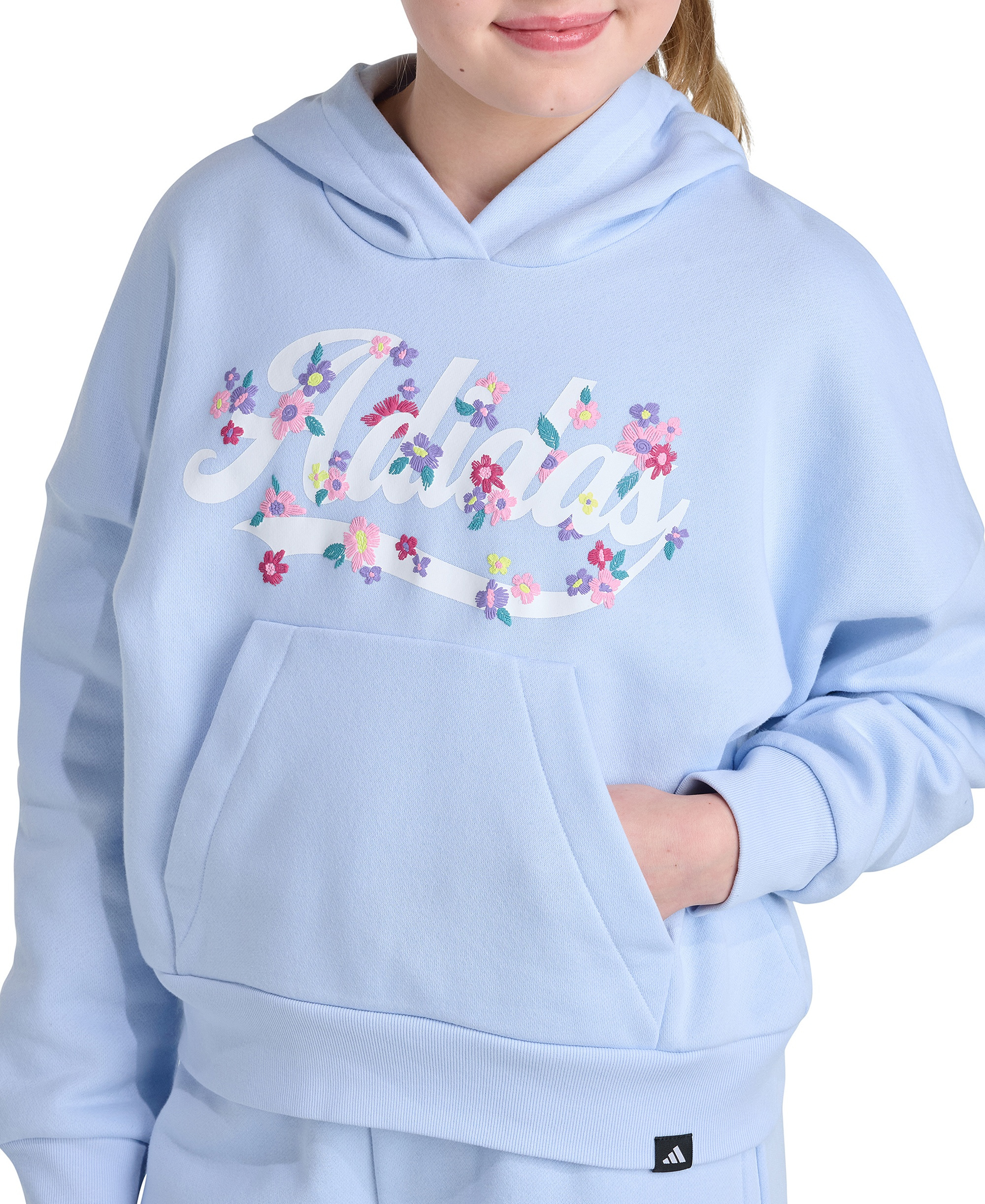 adidas Girls' 8-16 Long-Sleeve Hooded Sweatshirt - Crystal Sky