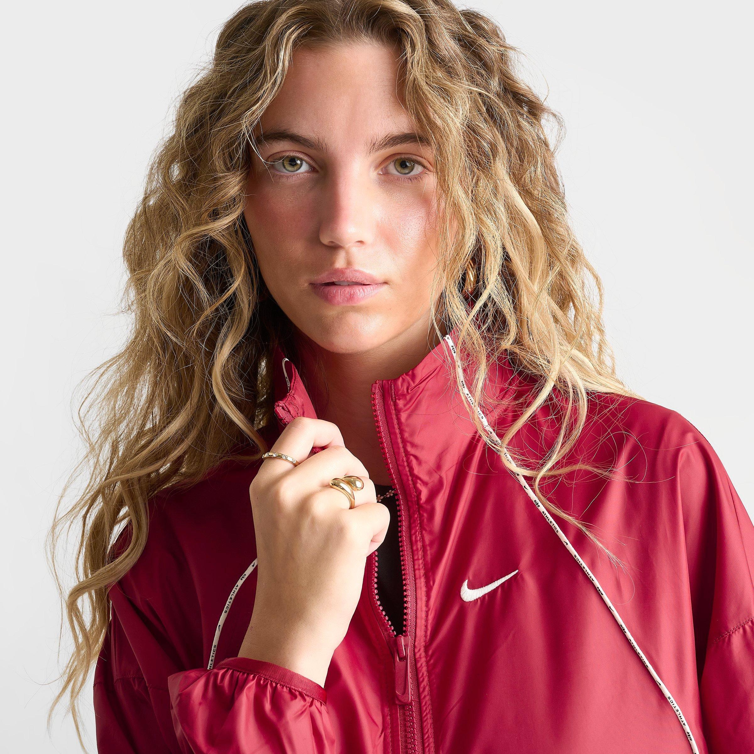 Women's Nithtke Sportswear Oversized Repel Windbreaker Full-Zip Jacket - Tough Red/Sail/Sail