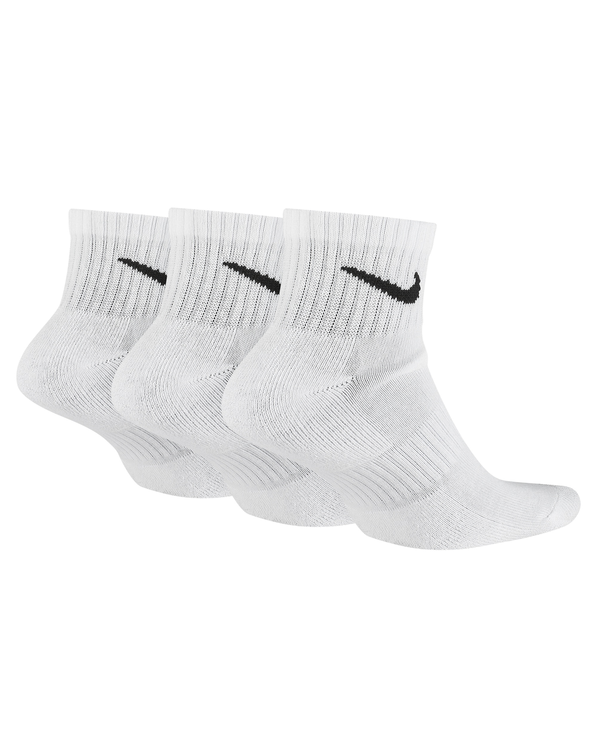 Nike Unisex Quarter Ankle Socks, 3-Pack - White/black