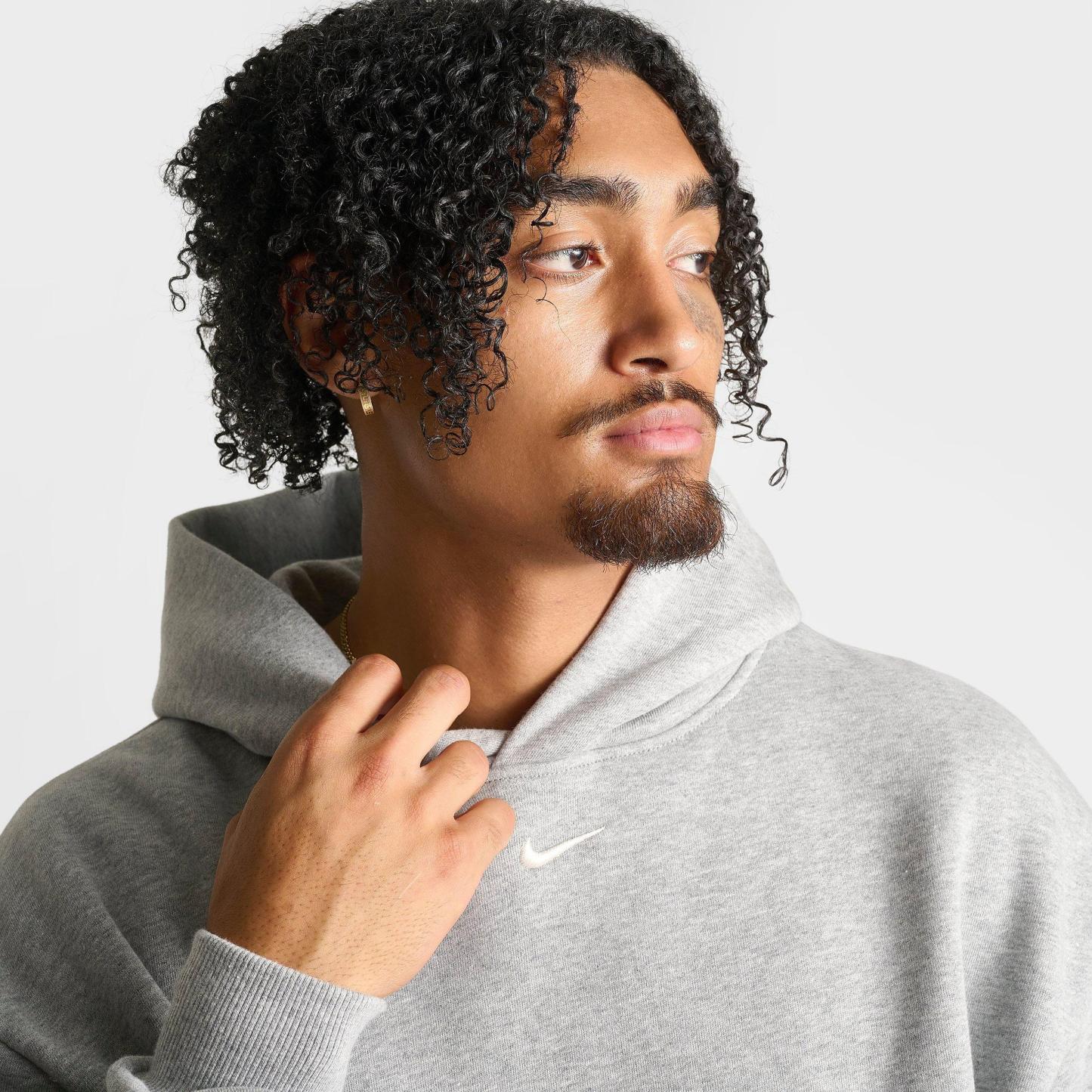Men's Nithtke Solo Swoosh Pullover Hoodie - Dark Grey Heather/Sail