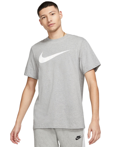 Nike Men's Sportswear Swoosh Short-Sleeve Crewneck T-Shirt - Dark Grey Heather/white
