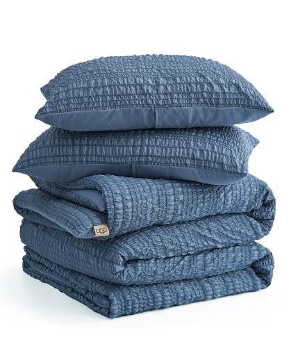 UGG® Devon Seersucker 2-Piece Comforter Set, Twin XL - Tahoe Blue