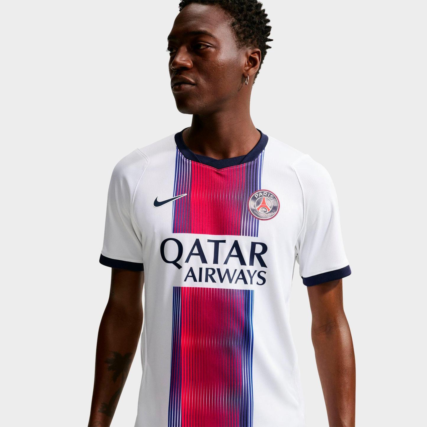Men's Nithtke Paris Saint-Germain 2026-27 Stadium Away Dri-FIT Replica Soccer Jersey - White/College Navy/College Navy