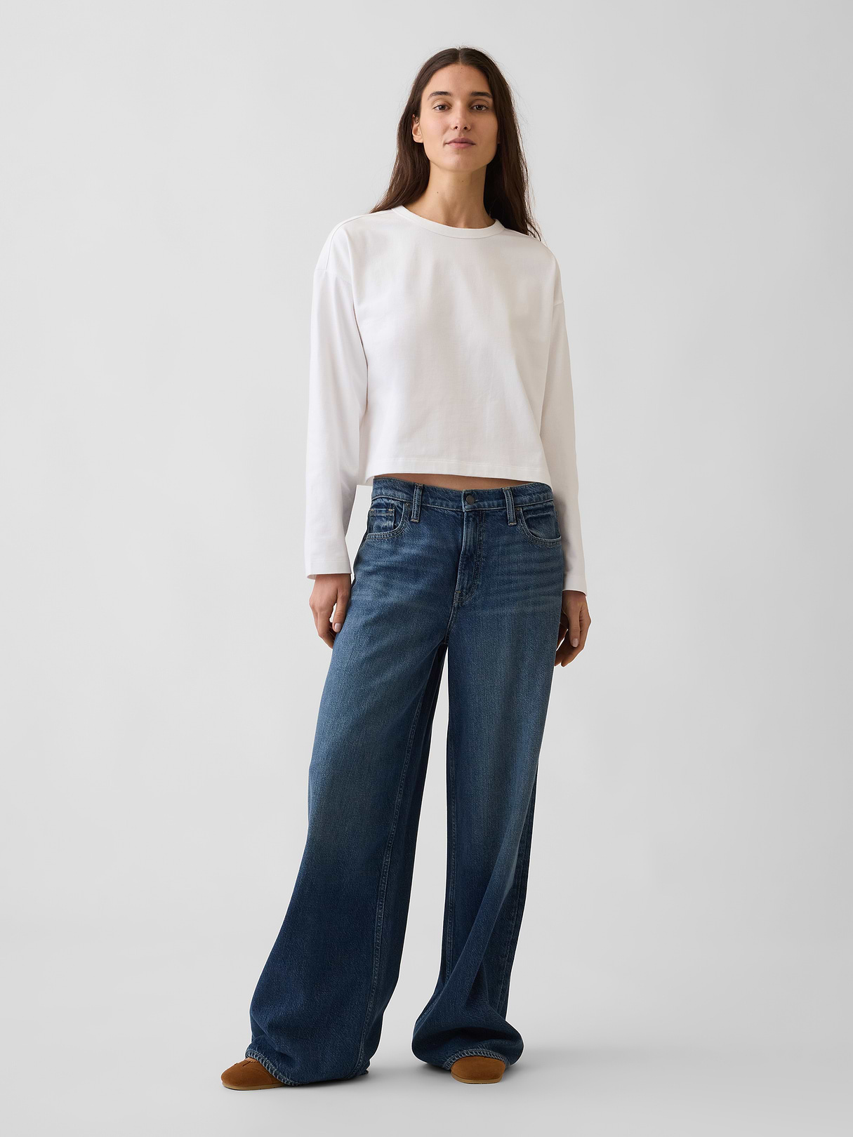 Knit Oversized Crop T-Shirt - Fresh white