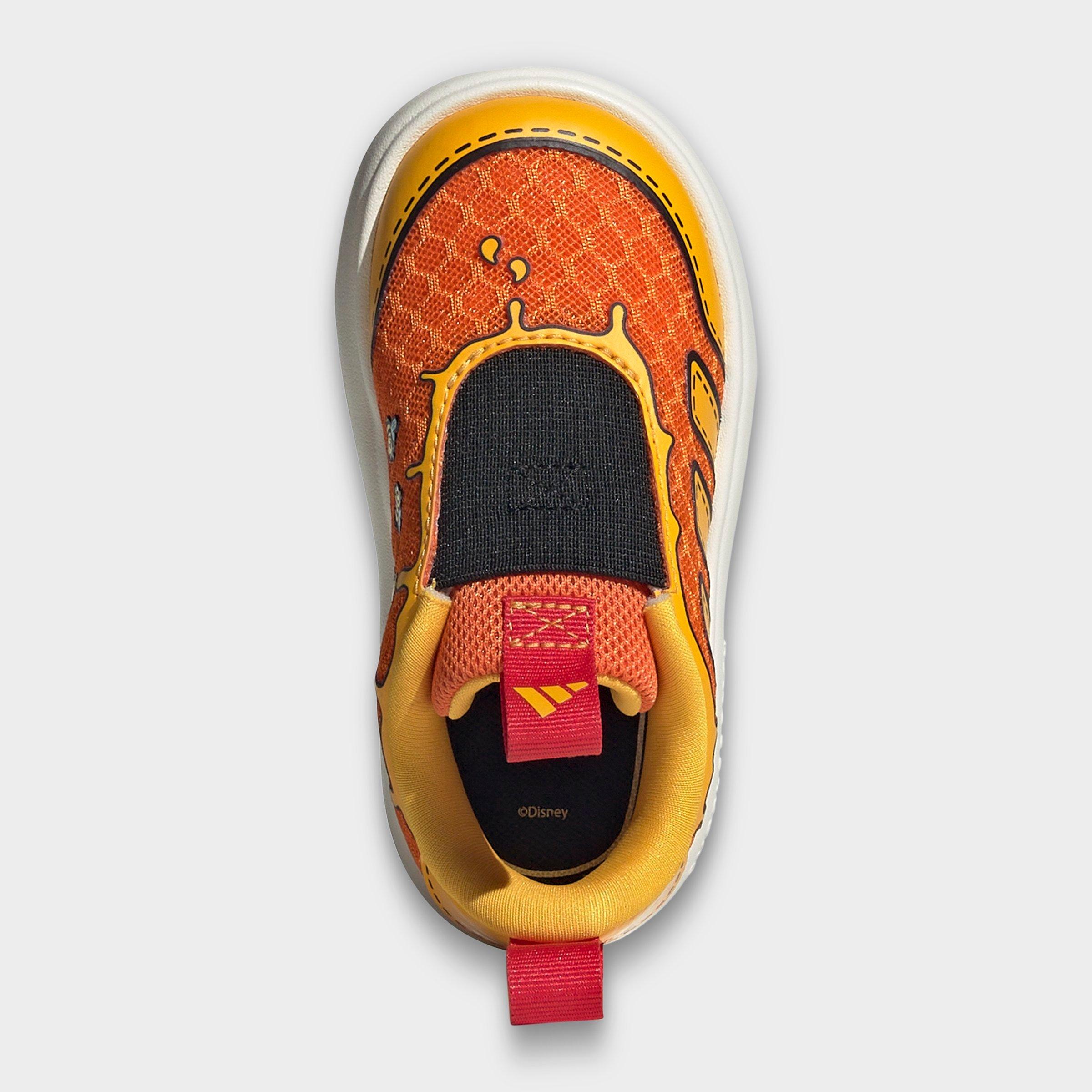 Kids' Toddler adidas x Marvel Spider-Man Bubblecomic Laceless Casual Shoes - Orange/Crew Yellow/Off White - Top view