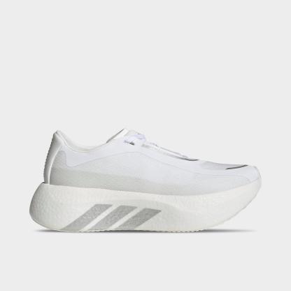Women's adidas Hyperboost Edge Running Shoes - Part 1 - Cloud White/Silver Metallic/Zero Metallic - Left shoe facing left. Outside of the shoe.