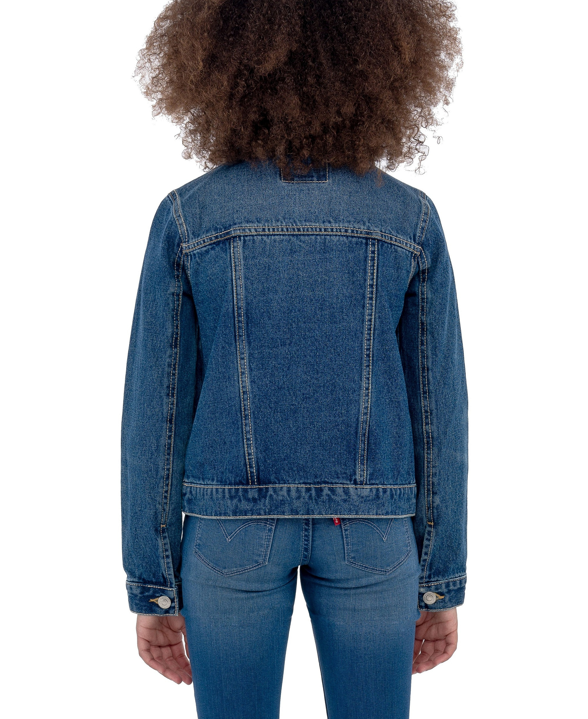 Levi's Big Girls Stylish Collared Denim Trucker Jacket - Med Blue