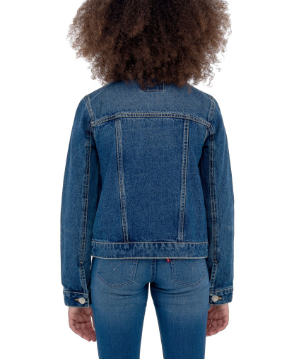 Levi's Big Girls Stylish Collared Denim Trucker Jacket - Med Blue