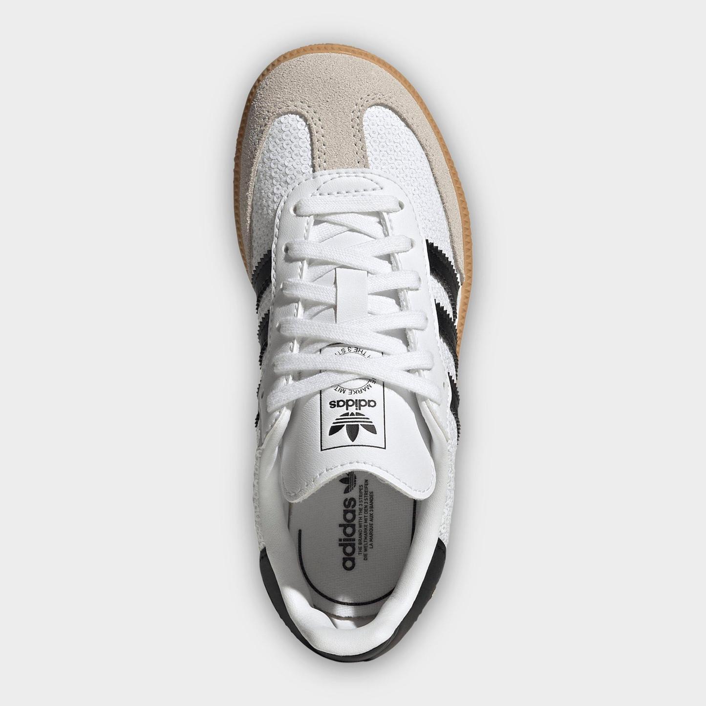 Little Kids' adidas Originals Samba OG Casual Shoes - Footwear White/Core Black/Grey One - Top view