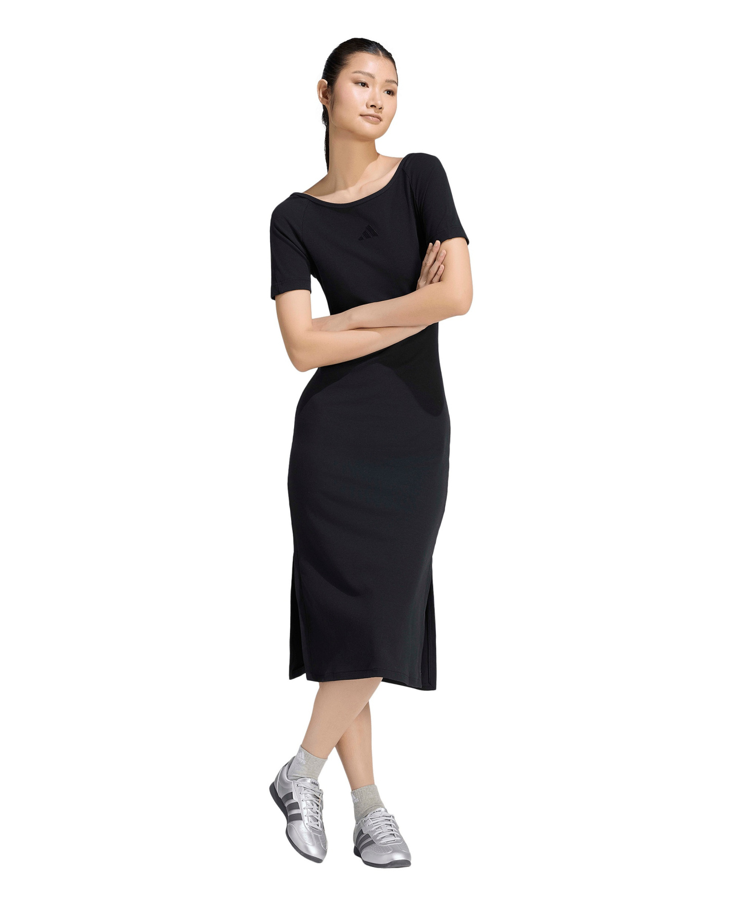 adidas Women's Logo Ribbed Dress - Black