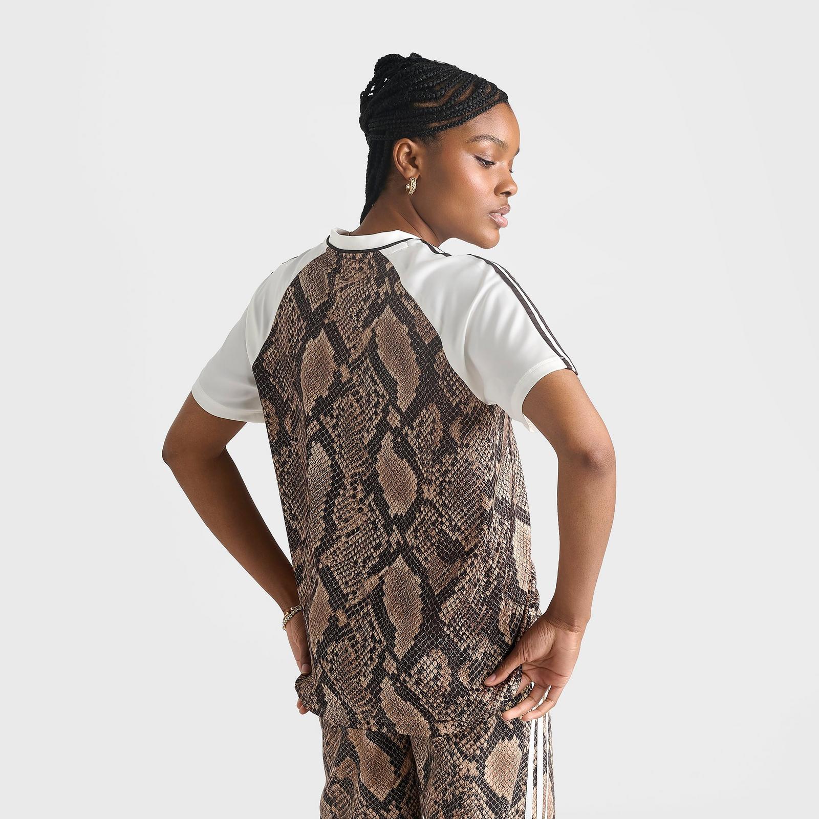 Women's adidas Originals Snake Print Satin Jersey - Linen/Magic Beige - view 4