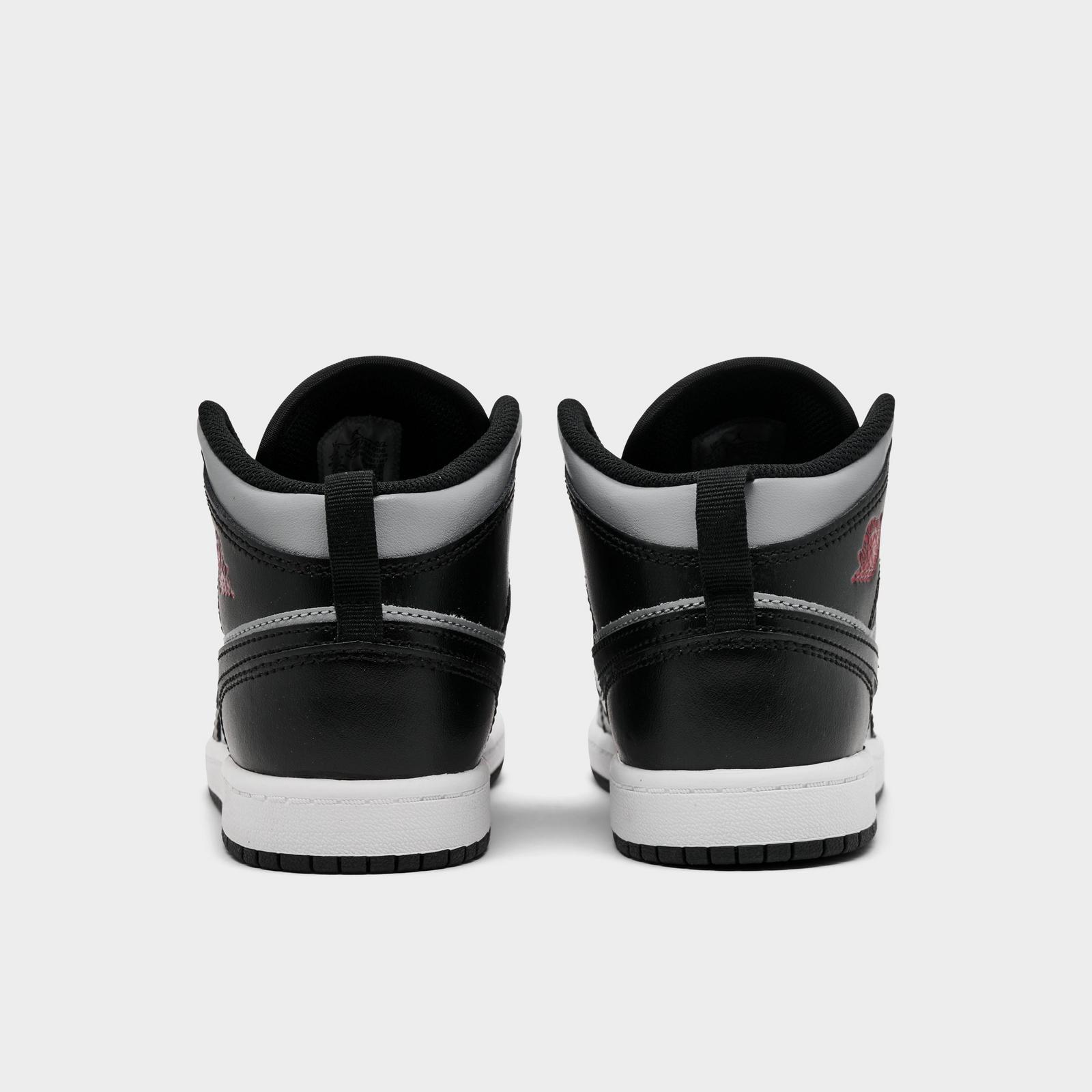 Little Kids' Air Jordan Retro 1 Mid Casual Shoes - Black/Gym Red/Particle Grey/White - view 4