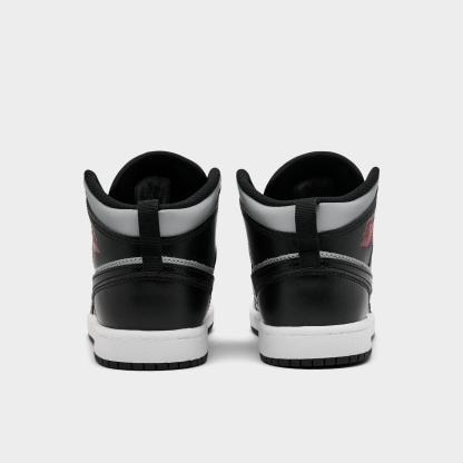 Little Kids' Air Jordan Retro 1 Mid Casual Shoes - Black/Gym Red/Particle Grey/White - view 4