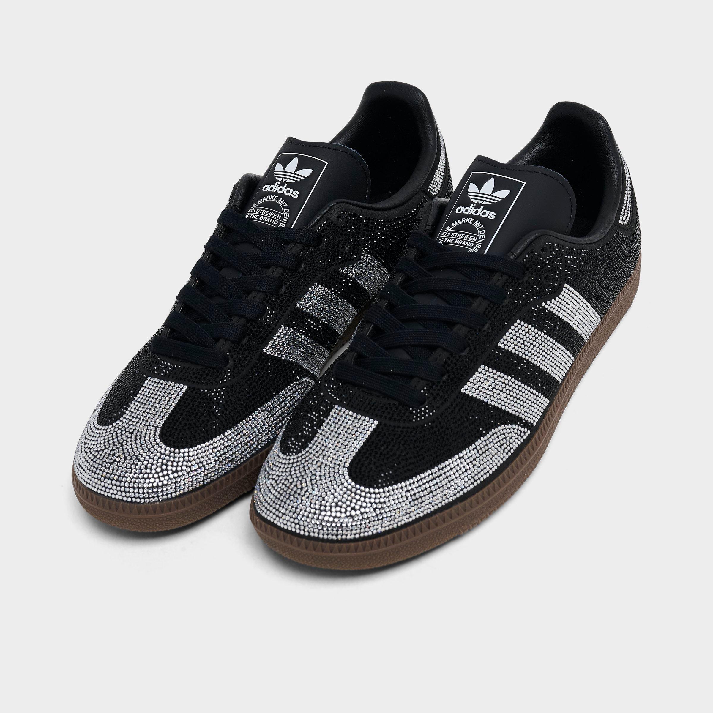 Women's adidas Originals Samba OG Rhinestone Casual Shoes - Core Black/Core Black/White - Both shoes facing left