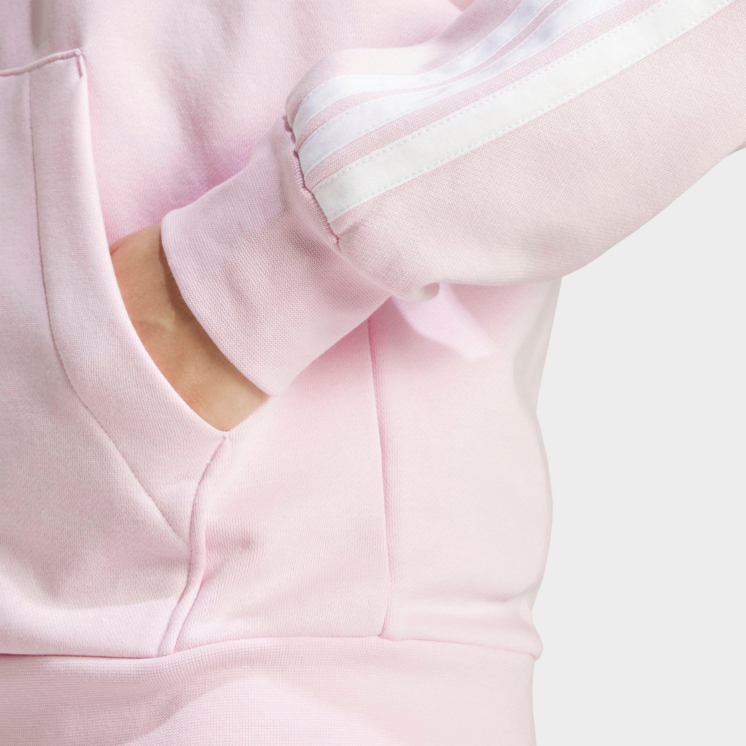 Women's adidas Essentials 3-Stripes Fleece Full-Zip Hoodie - Clear Pink/White