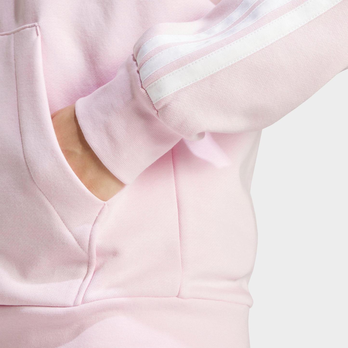 Women's adidas Essentials 3-Stripes Fleece Full-Zip Hoodie - Clear Pink/White