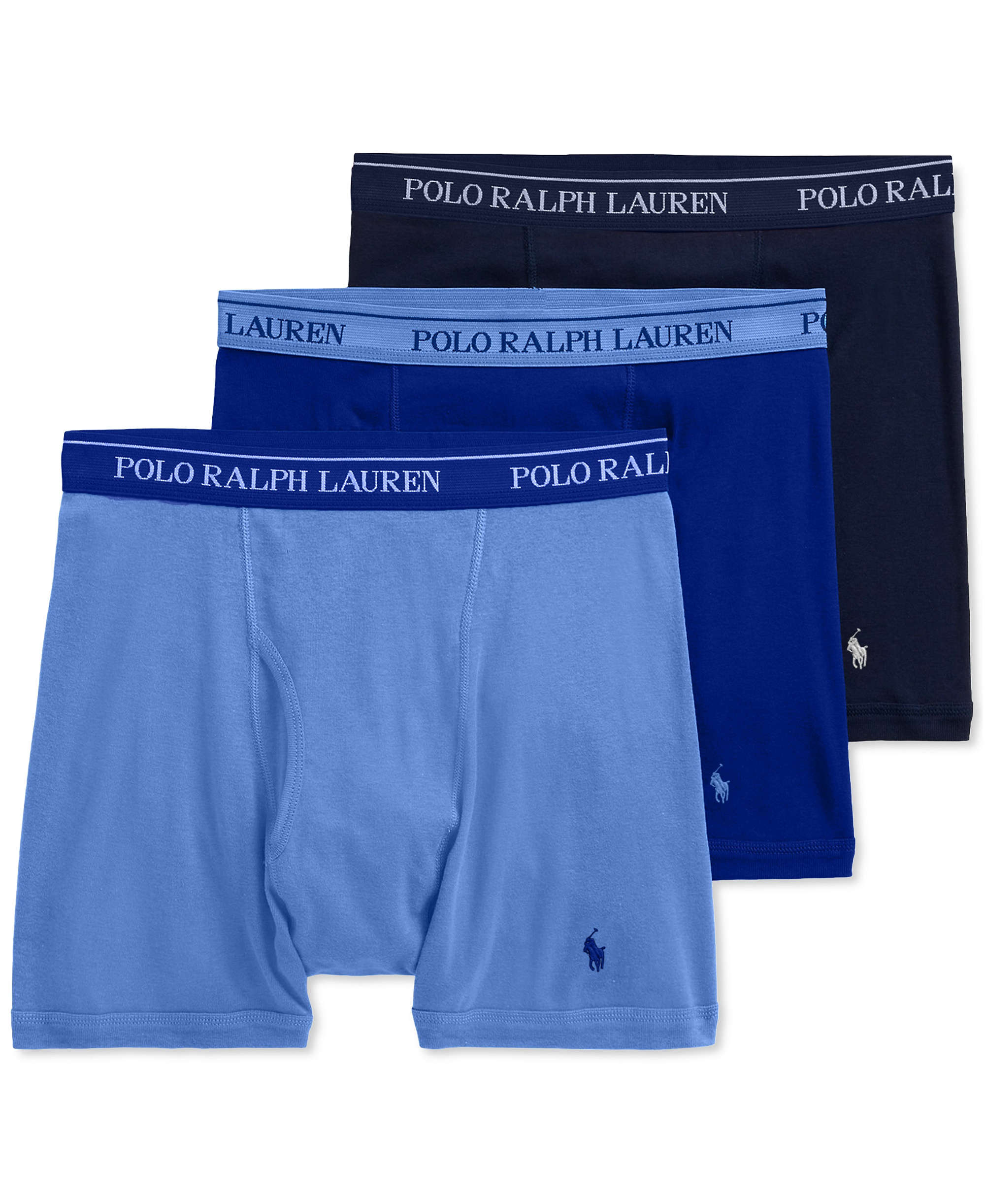 Polo Ralph Lauren Men's 3-Pack Classic Cotton Boxer Briefs - Aerial Blue / Rugby Royal / Cruise Navy