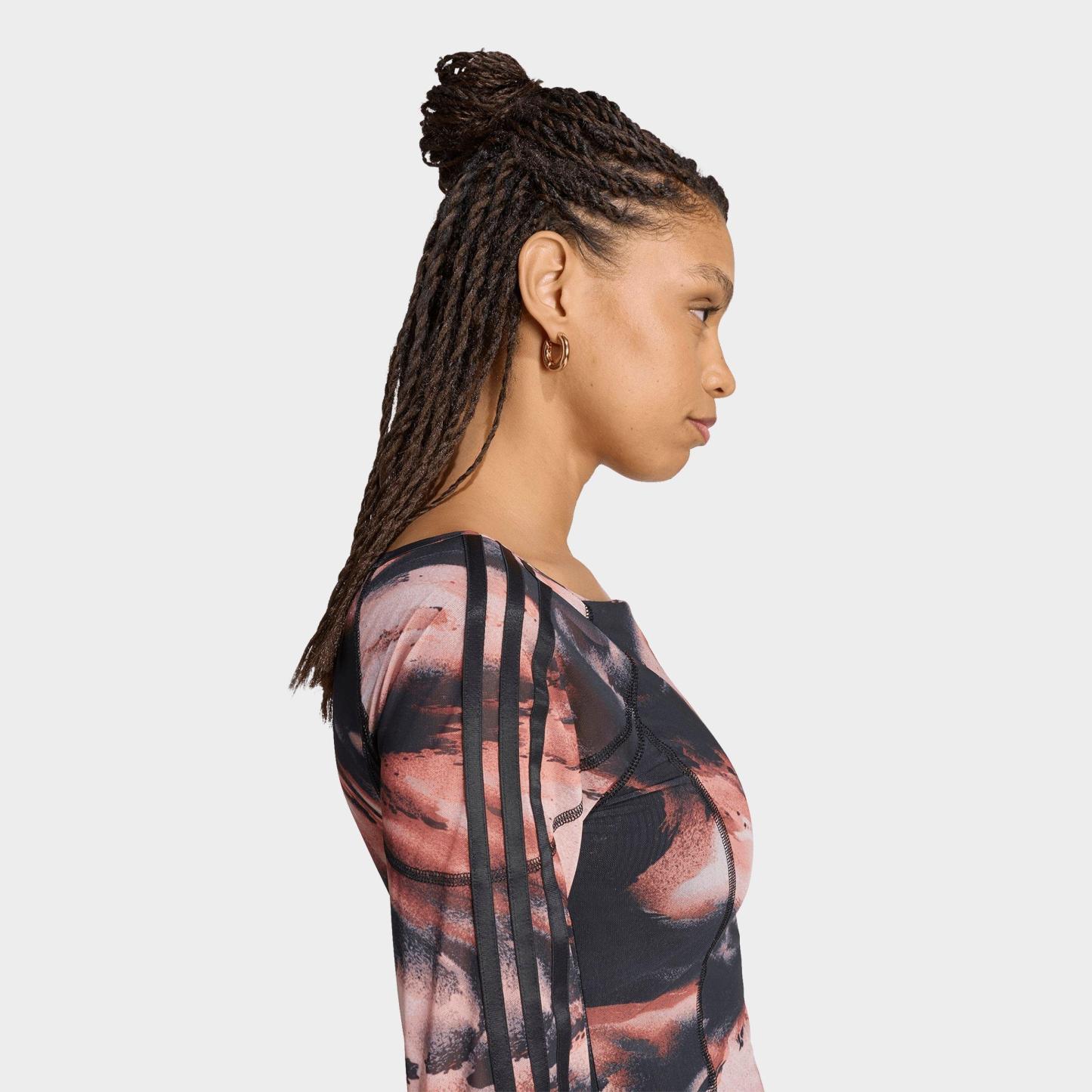 Women's adidas Originals Graphic Mini Dress - Vermillion/Crystal Linen/Aurora Coffee/Black