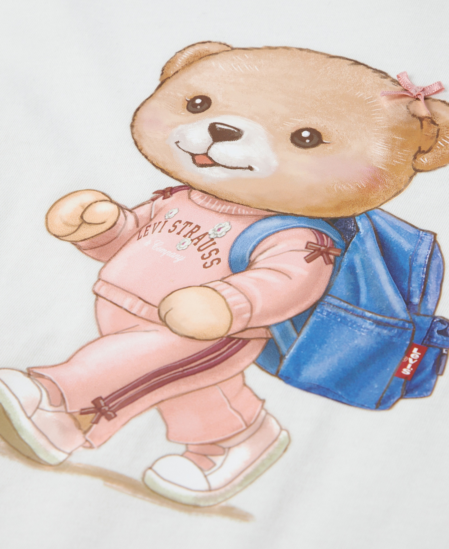 Levi's Girls' 2T-6X Bear Short-Sleeve T-Shirt and Flared Pants, 2-Piece Set - White/Blue