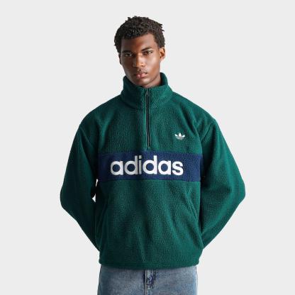 Men's adidas Originals Polar Fleece Half-Zip Pullover Top - Aurora Ivy