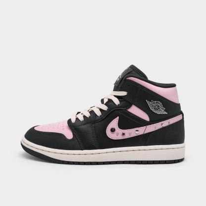 Women's Air Jordan Retro 1 Mid LE Casual Shoes - Anthracite/Iced Carmine/Coconut Milk/Metallic Silver - view 1