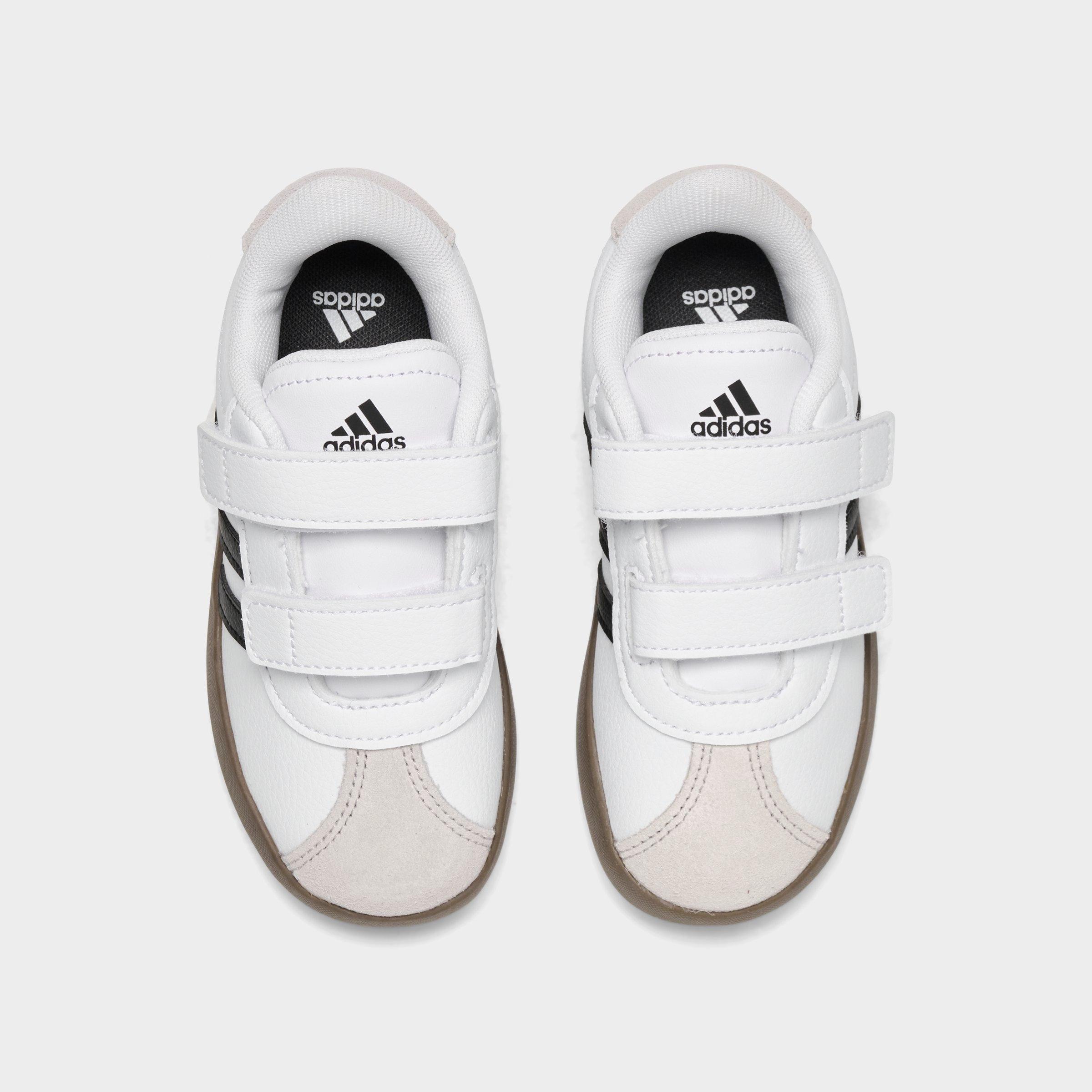 Kids' Toddler adidas VL Court 3.0 Hook-And-Loop Casual Shoes - Cloud White/Core Black/Grey One - Top view