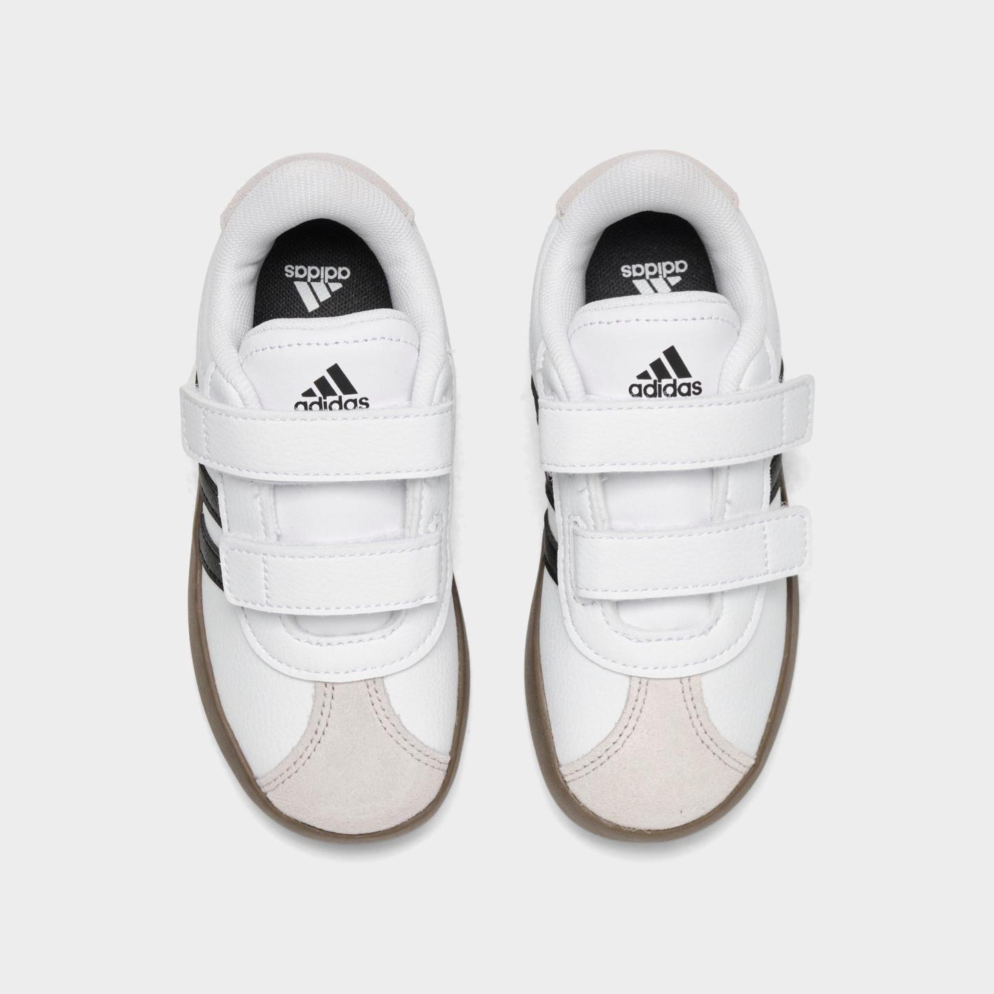 Kids' Toddler adidas VL Court 3.0 Hook-And-Loop Casual Shoes - Cloud White/Core Black/Grey One - Top view