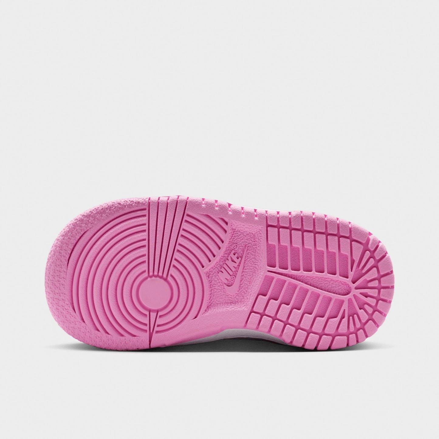 Kids' Toddler Nithtke Dunk Low Casual Shoes - White/White/White/Pink Rise - Bottom view