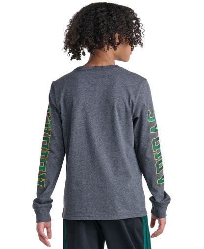 adidas Boys' 8-20 Long-Sleeve Camo Graphic Lineage T-Shirt - Dark Gray Heather
