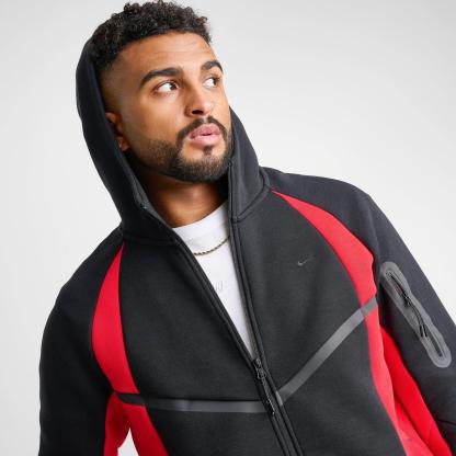 Men's Nike Tech Fleece Pro Windrunner Full-Zip Jacket - Black/University Red/Black