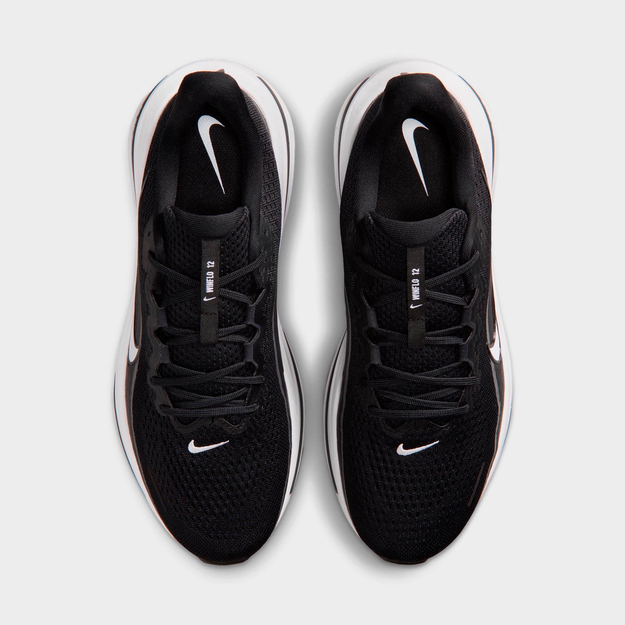 Men's Nithtke Air Winflo 12 Road Running Shoes - Black/Dark Smoke Grey/White - Top view