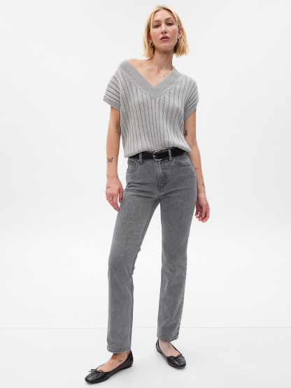 High Rise '90s Slim Straight Jeans - washed black