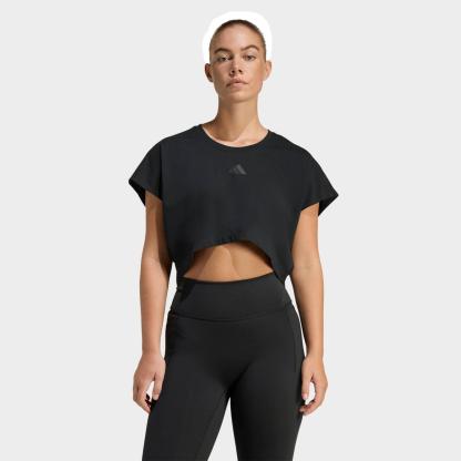 Women's adidas Power Workout Cropped Boxy 3-Stripes Tank - Black - view 1