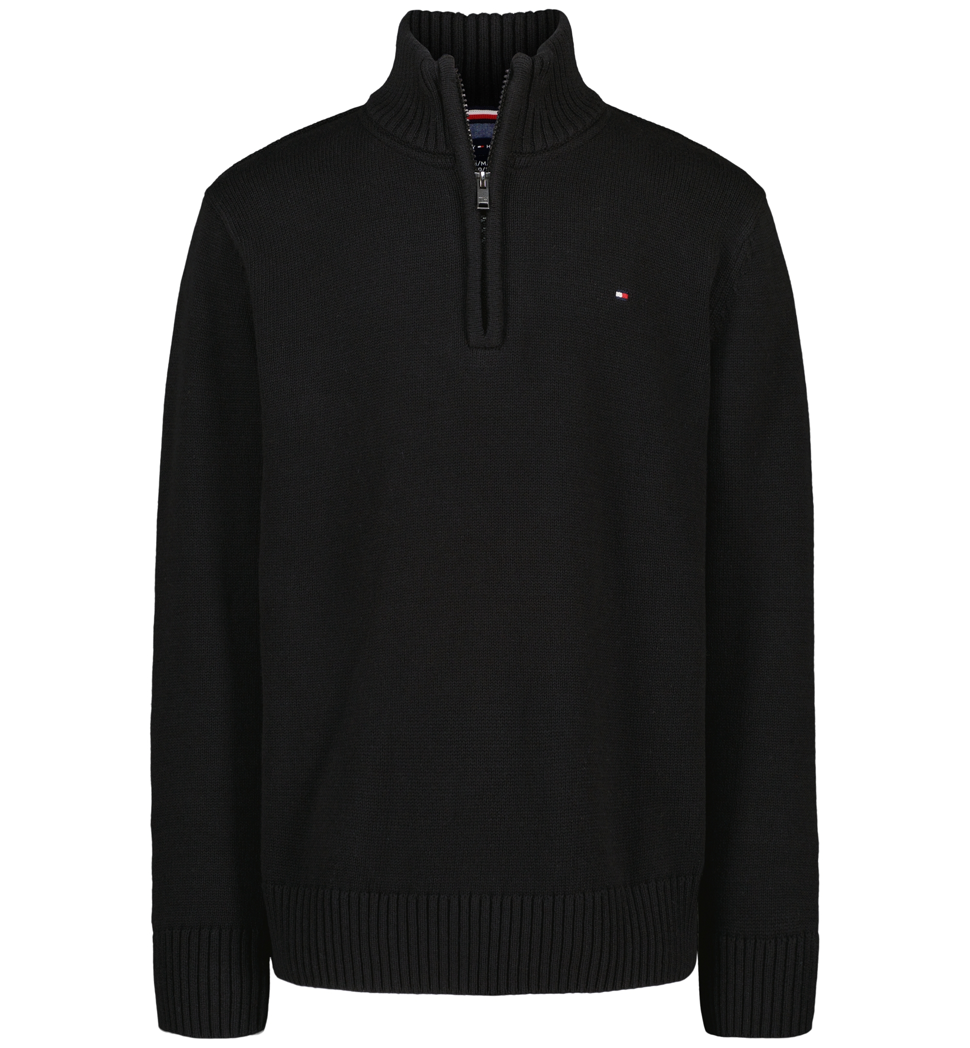 Tommy Hilfiger Boys' 8-20 Zipneck Cotton Quarter-Zip Sweater - Black