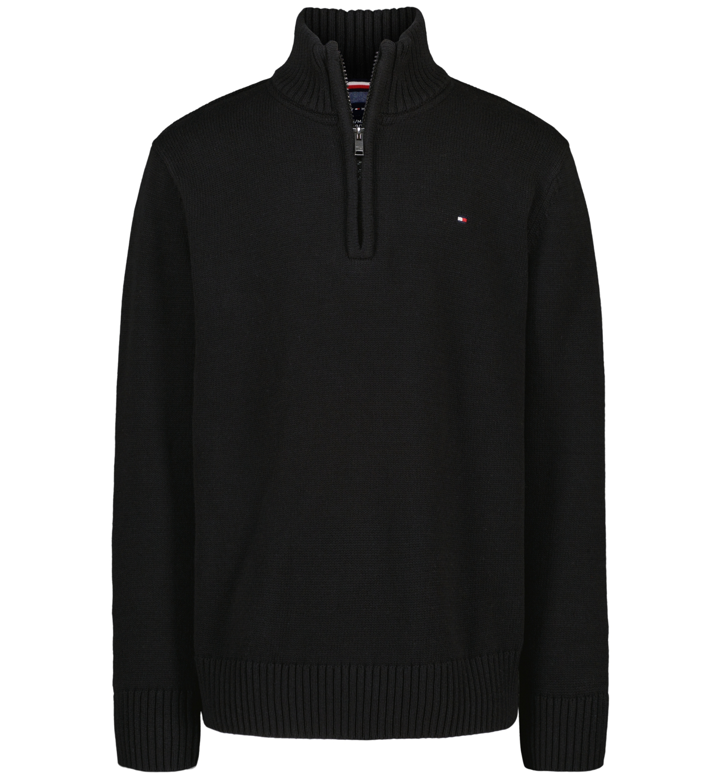 Tommy Hilfiger Boys' 8-20 Zipneck Cotton Quarter-Zip Sweater - Black