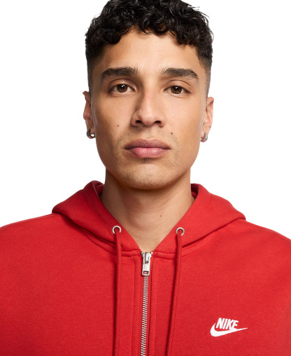 Nike Men's Full-Zip Fleece Regular-Fit Hoodie - University Red/White