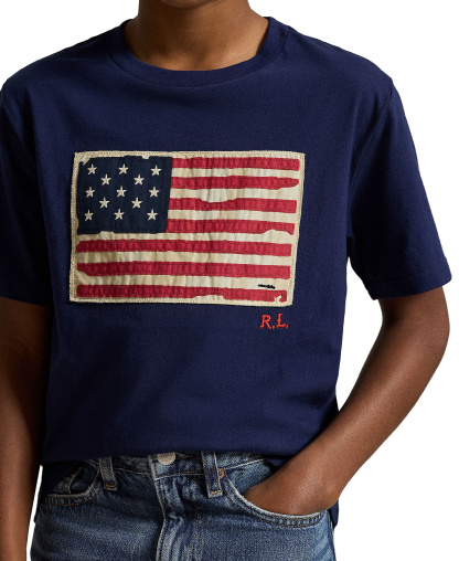Polo Ralph Lauren Boys' 8-20 Flag Cotton Jersey Tee - Cruise Navy