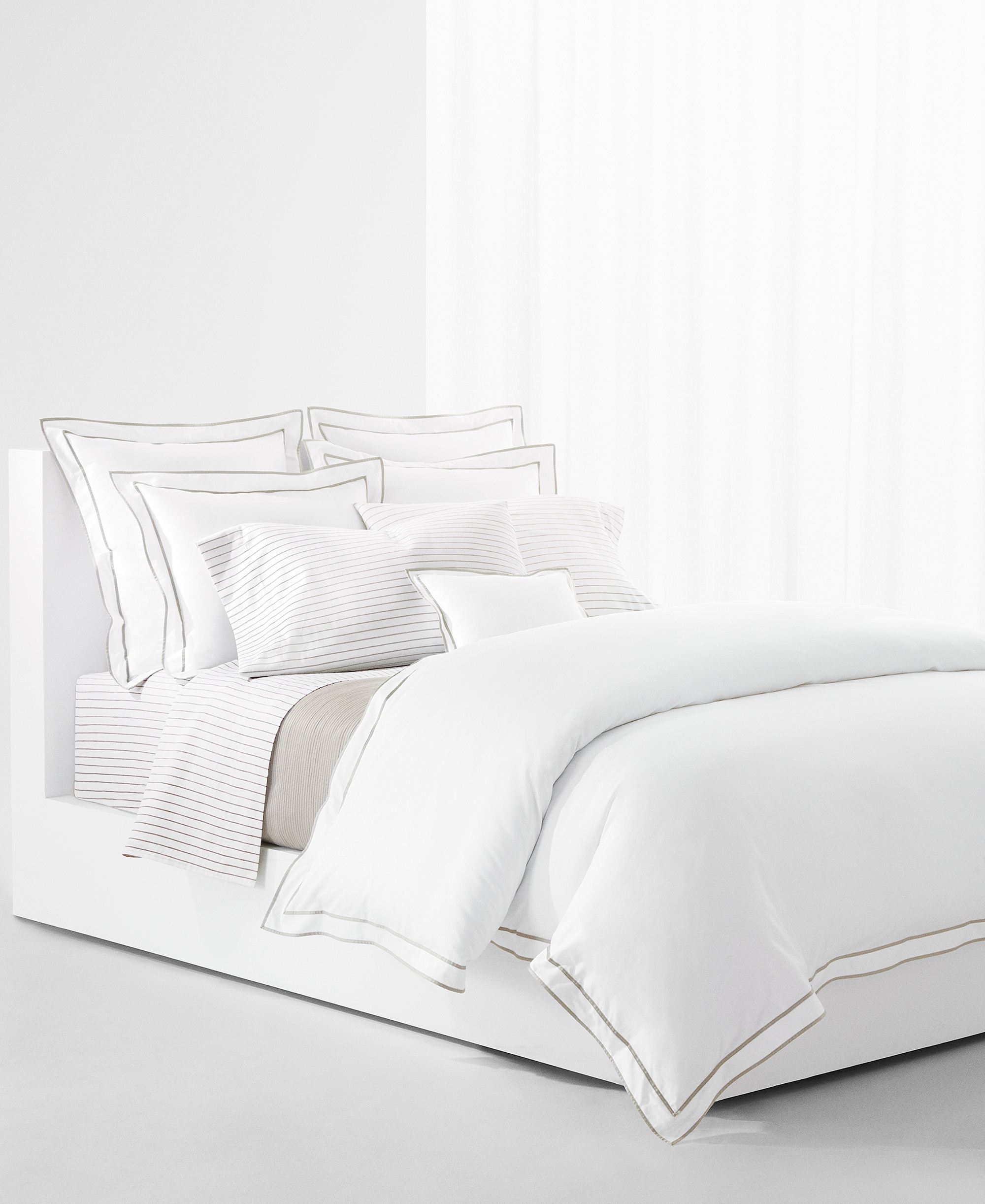 Lauren Ralph Lauren Spencer Stripe Sheet Set, Queen - Stone Grey