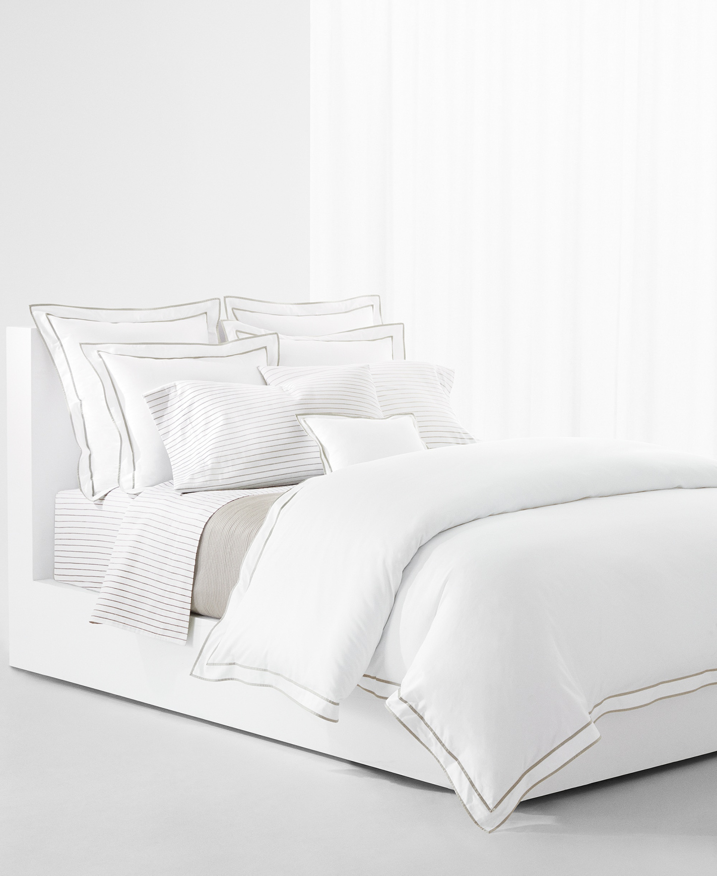 Lauren Ralph Lauren Spencer Stripe Sheet Set, Queen - Stone Grey